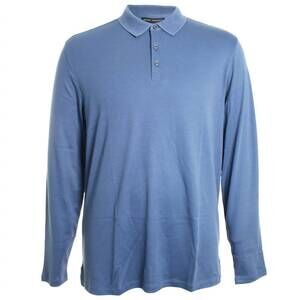 NEW ROBERT BARAKETT men's georgia long sleeve honeycomb polo in vintage blue